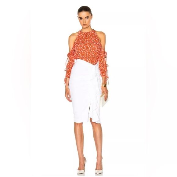 🔅🆕🔅🌸 Authentic Veronica Beard Flynn Bow Cold Shoulder Blouse 100% Silk 🌸✨ - Picture 1 of 13